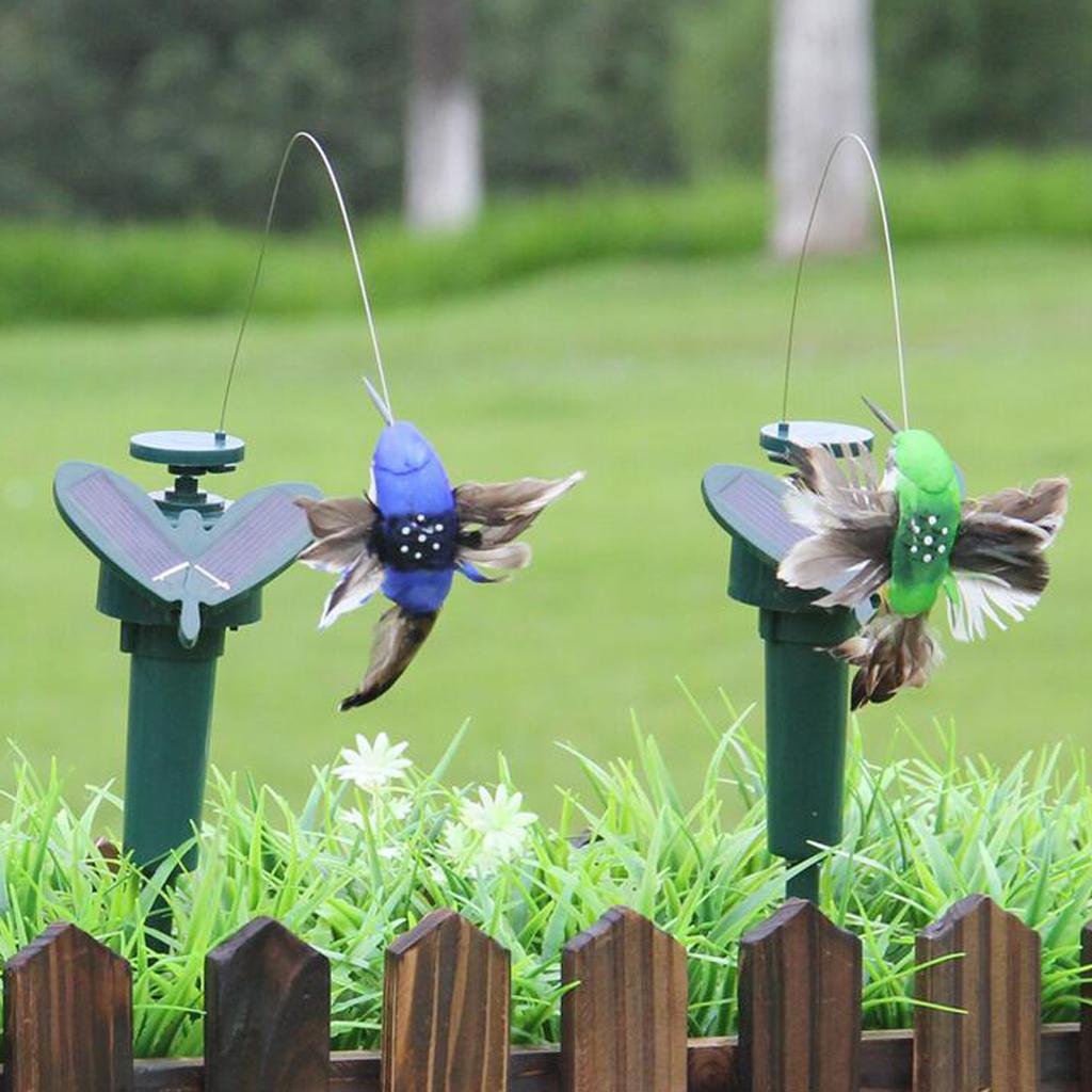 2x Solar / Battery Powered Flying Fluttering Feathered Bird Garden Stakes