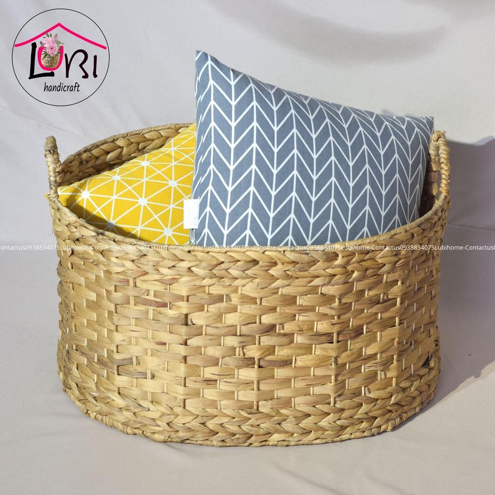 Lubihandicraft - Sọt đựng đồ đan lục bình hình oval - cỡ lớn, sang trọng