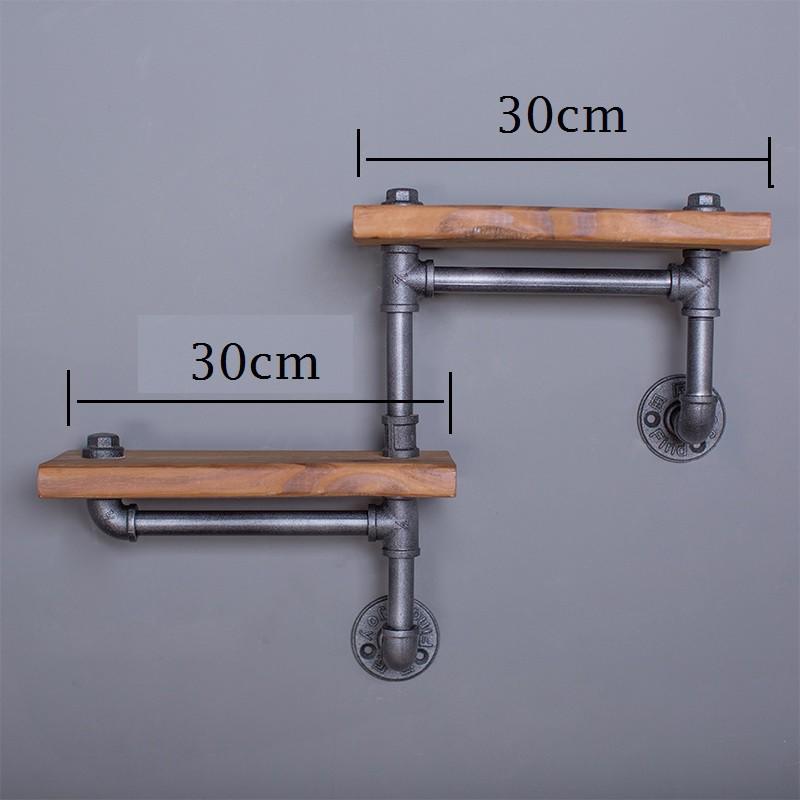Kệ treo tường ống nước 2 tầng , Kệ ống nước gỗ cao cấp decor phòng đẹp