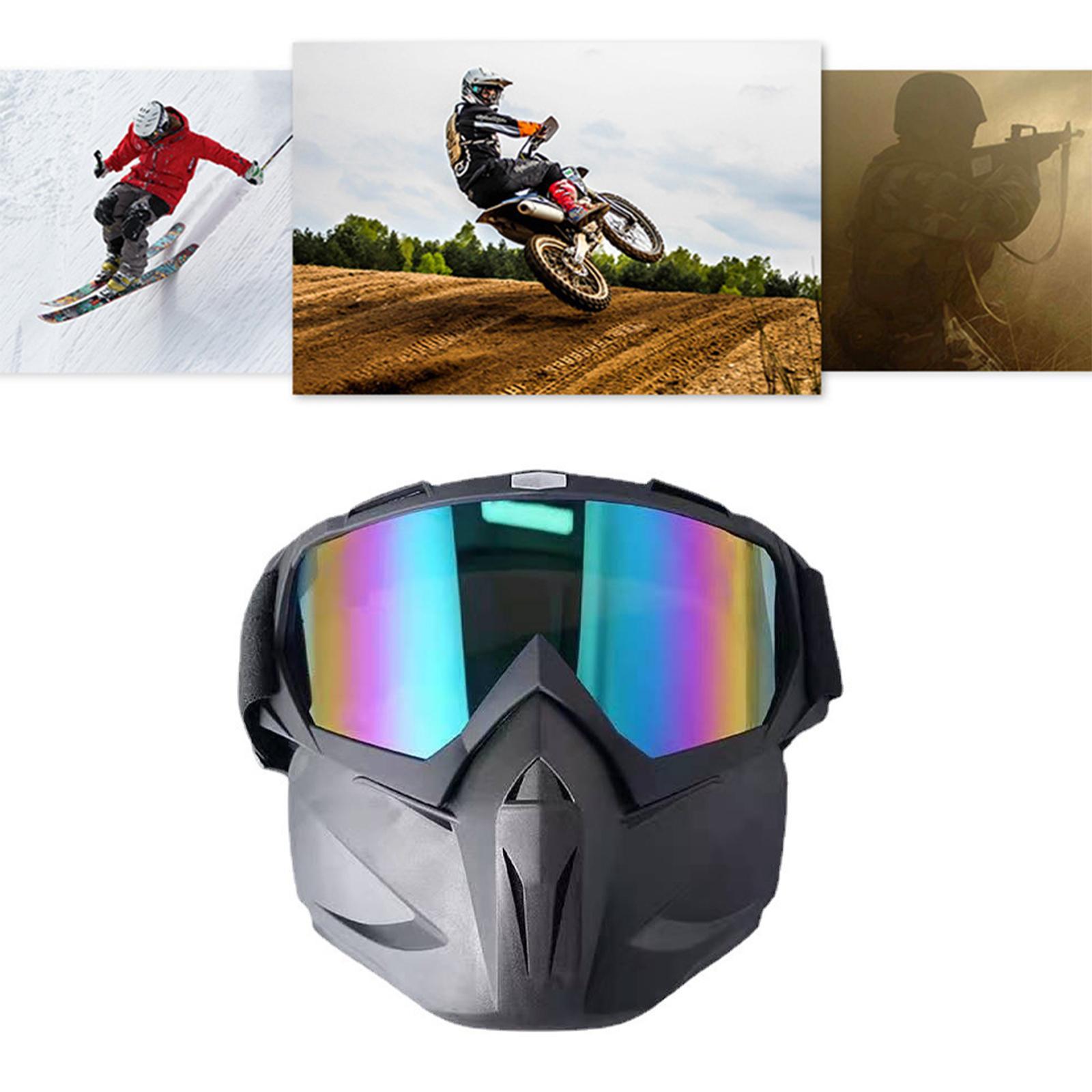 Motorcycle Goggles Mask with Detachable Mask Anti UV Adjustable Glasses Fit for Riding