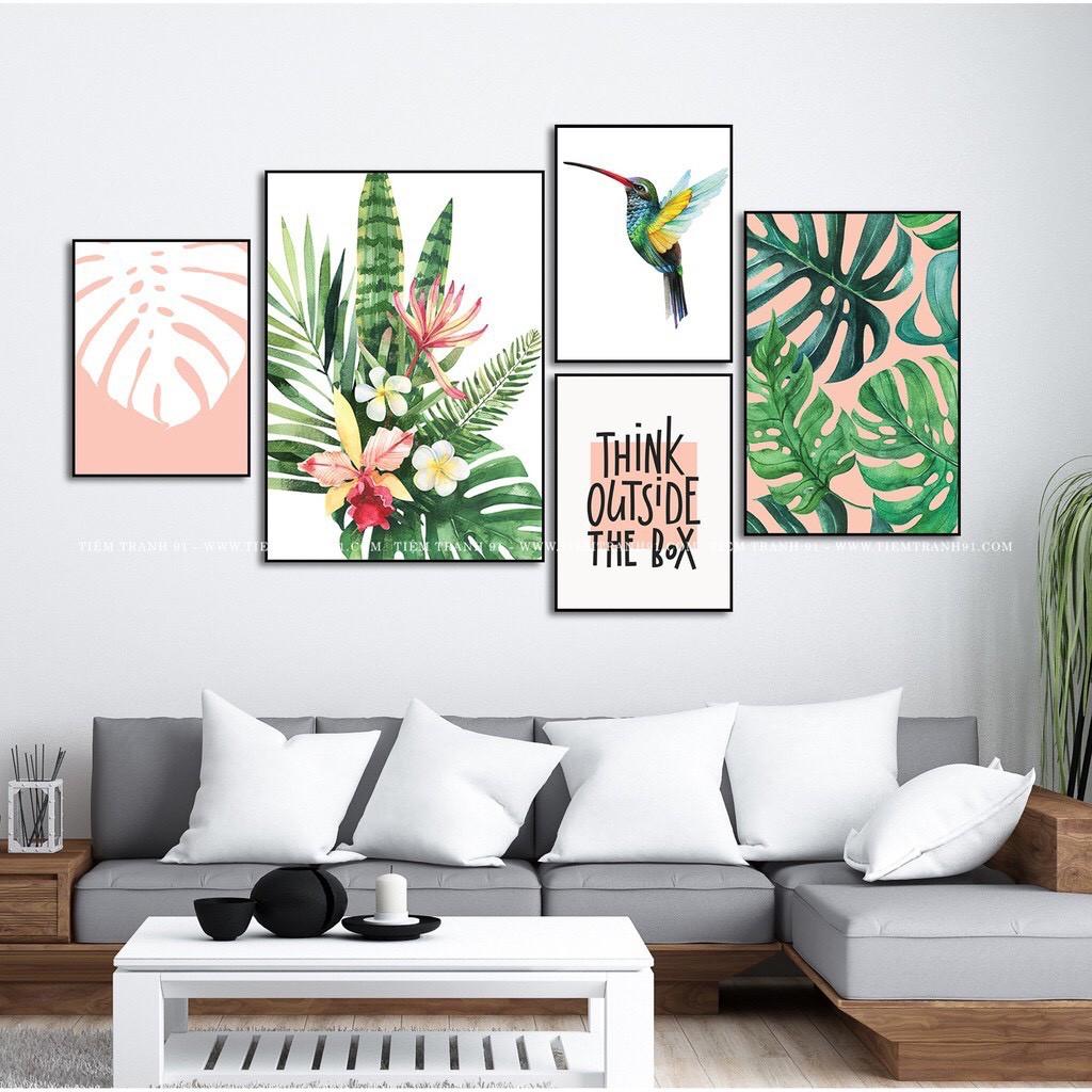 TRANH TREO TƯỜNG BỘ 5 BỨC - TIỆM TRANH 91 - TRANH CANVAS Bắc Âu giá rẻ, in theo yêu cầu size L