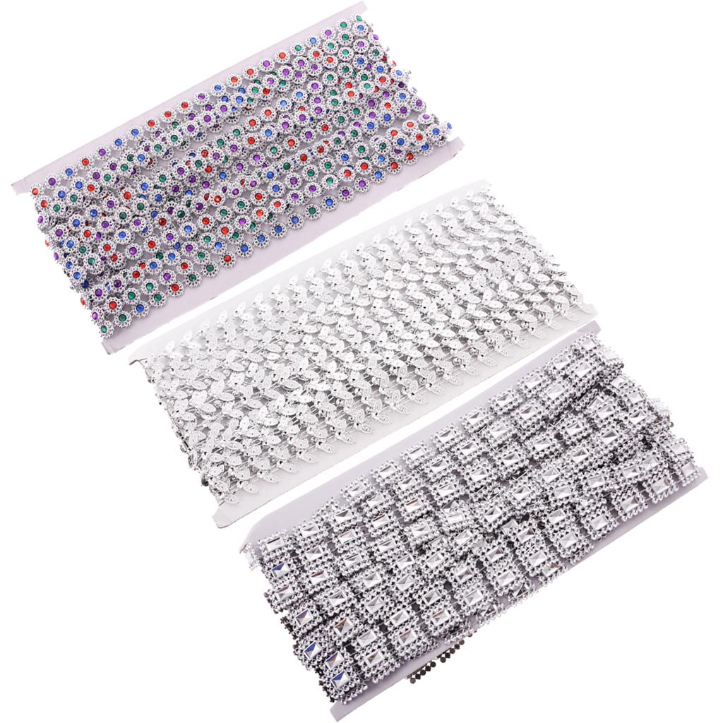 3 Miếng 9.1 Mét Pha Lê Đính Hạt Nơ Viền May Vá Thủ Công Tôn Dáng