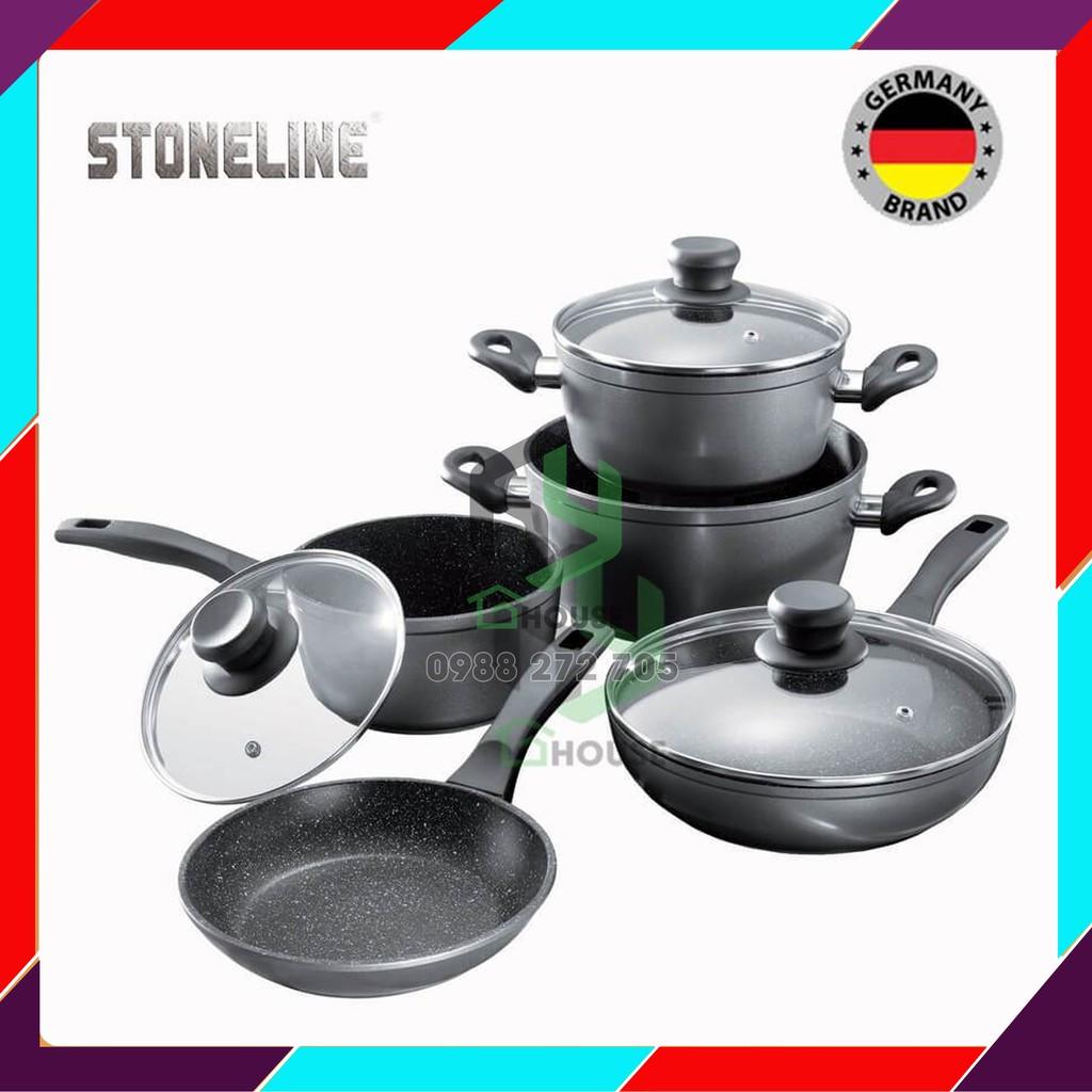 Bộ nồi chảo chống dính dùng bếp từ phủ đá thiên nhiên STONELINE @6588 - 2 chảo, 3 nồi , 3 nắp