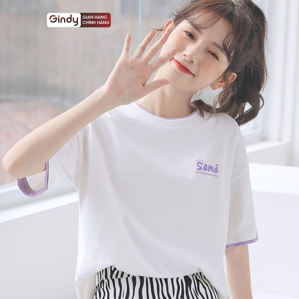 Áo thun tay lỡ form rộng nữ unisex vải 100% cotton phông basic thoáng mát local brand GINDY A006