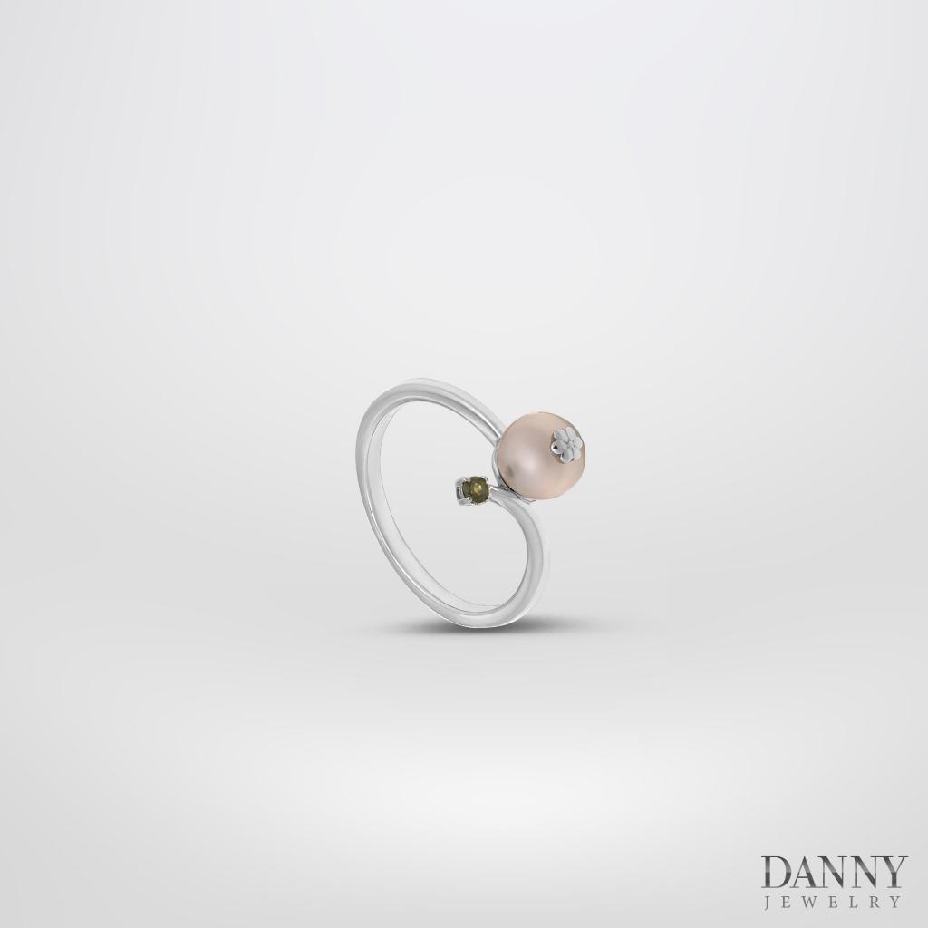 Nhẫn Nữ Danny Jewelry Bạc 925 Đính Ngọc Ốc & Đá Sapphire N0103 Xi Rhodium