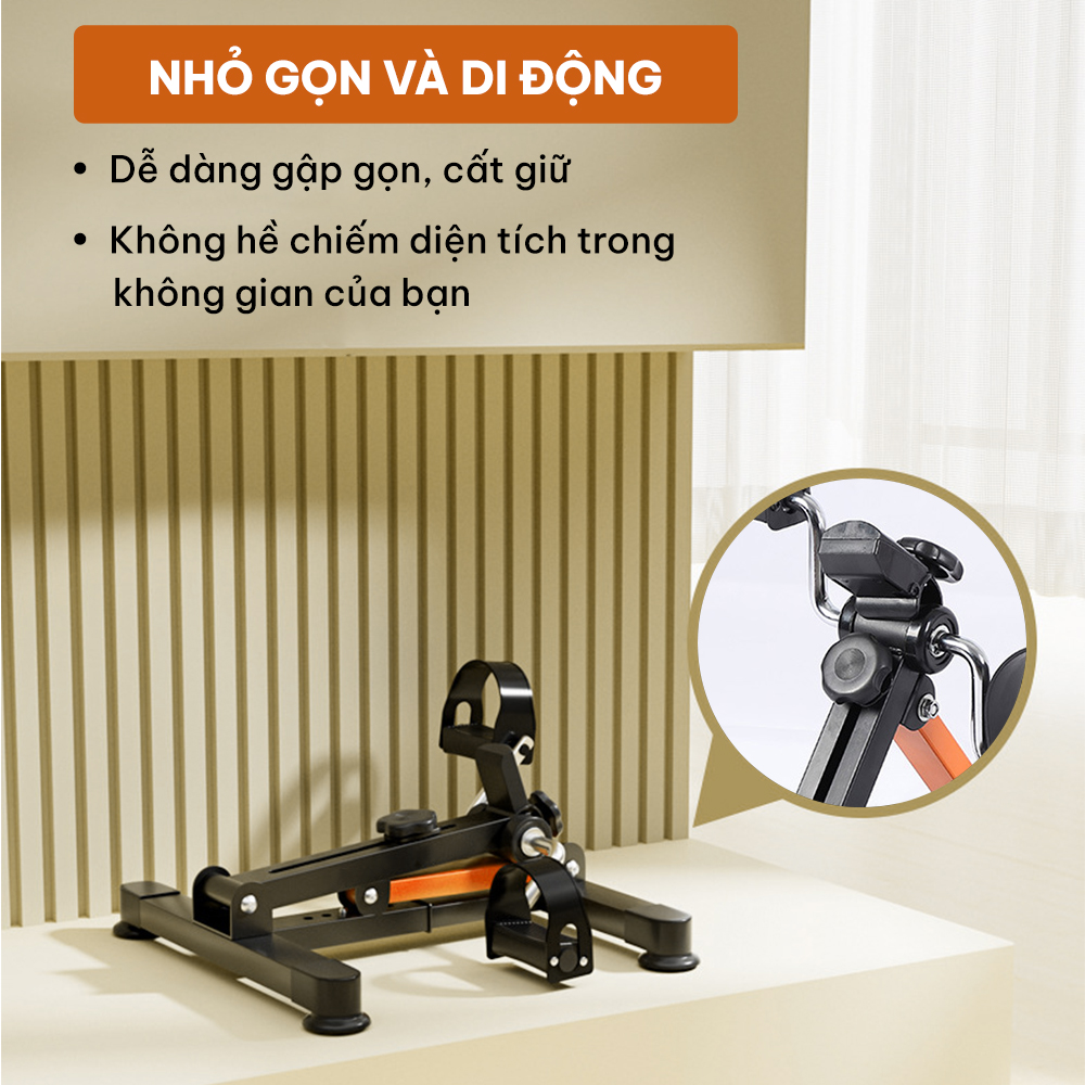 Xe đạp gấp gọn, xe đạp mini tập thể dục tại nhà, có đồng hồ điện tử GoodFit GF006MB