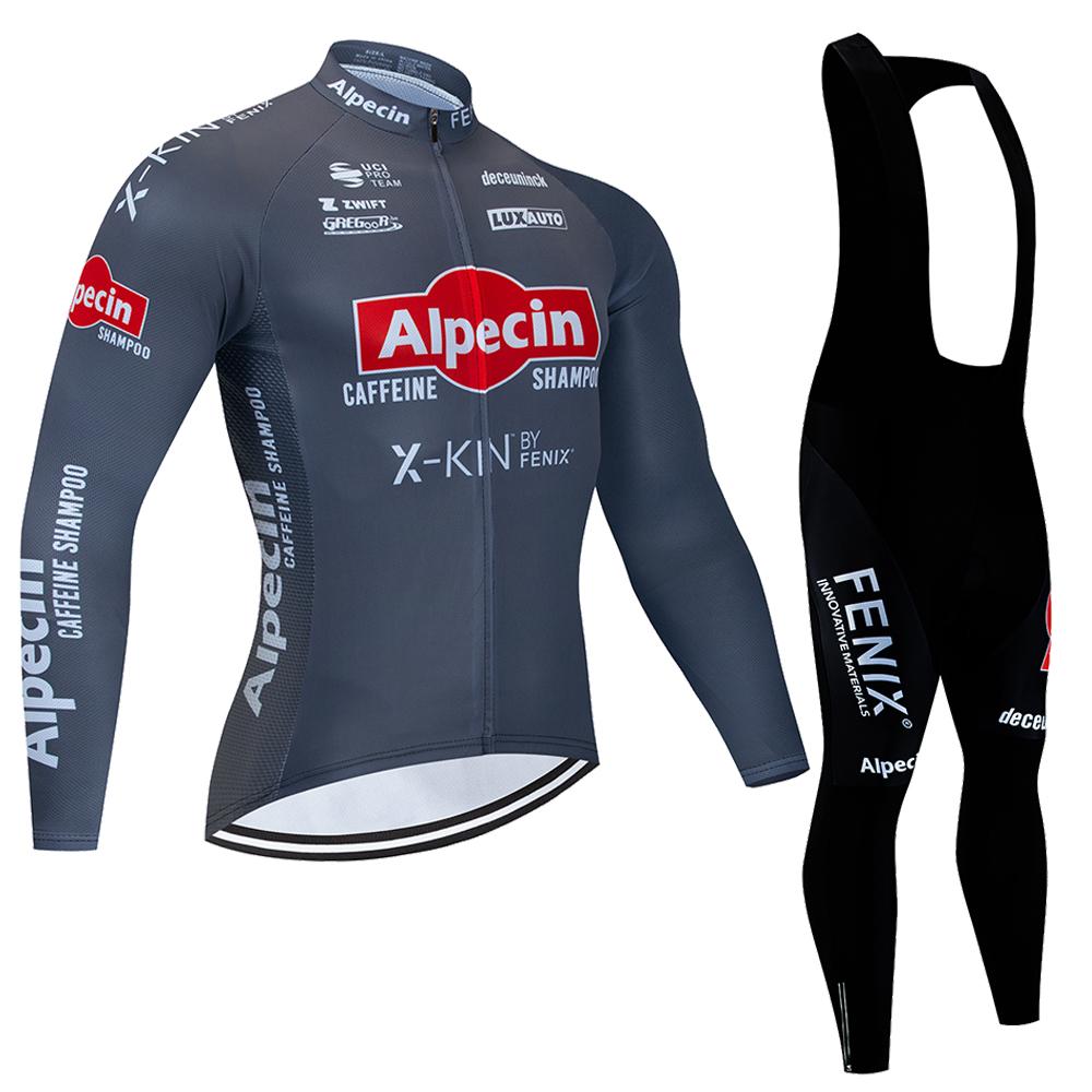 Alpecin Team Cycling Jersey Set 2023 Người đàn ông MTB đua xe đạp quần áo dài tay Ciclismo Ciclismo Đồng phục xe đạp đi xe đạp ngoài trời Color: 8 Size: XS