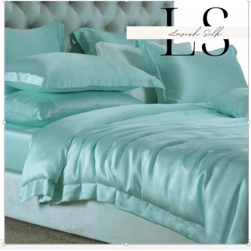 Trọn Bộ Vỏ Chăn Ga Gối Phi Lụa Lavish Silk Cao Cấp Mát Lạnh Hàng Loại 1 Không Nối Vải –Xanh Ngọc
