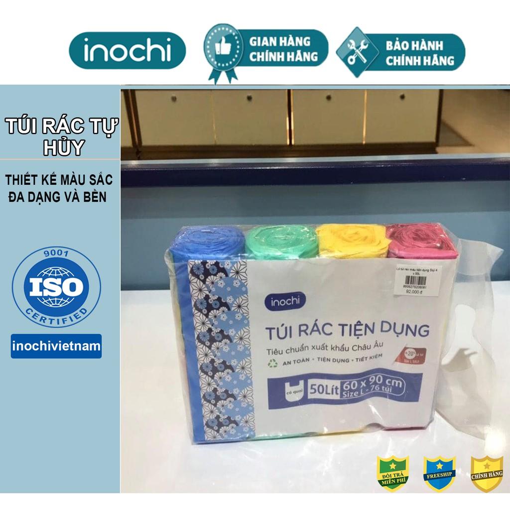 Túi đựng rác tự phân hủy 4 cuộn sinh học Inochi Có Quai Màu Đen Dài Hơn 20% 10L 25L 50L cho thùng rác