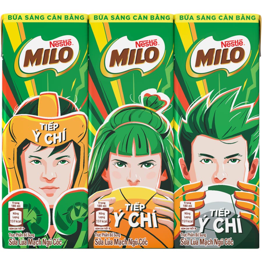 Sữa Lúa Mạch Nestlé Milo Bữa Sáng Thùng 36 Hộp x 180ml (12x3x180ml) - [Tặng Túi Đeo Chéo Hình Giày - Giao mẫu ngẫu nhiên]