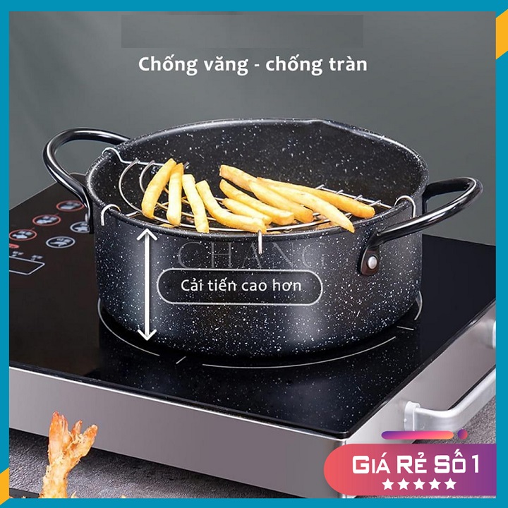 Nồi chiên dán sâu lòng chống dính đa năng dùng được cho mọi loại bếp tặng kèm vỉ gác dầu xuất nhật cao cấp