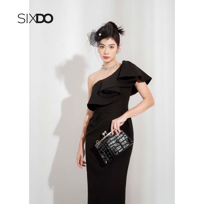 Đầm midi ôm lệch vai sang trọng thời trang SIXDO