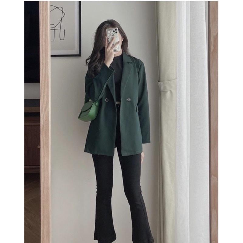 Áo blazer 2 lớp nắp túi 1 cúc - Be 1 lớp đẹp