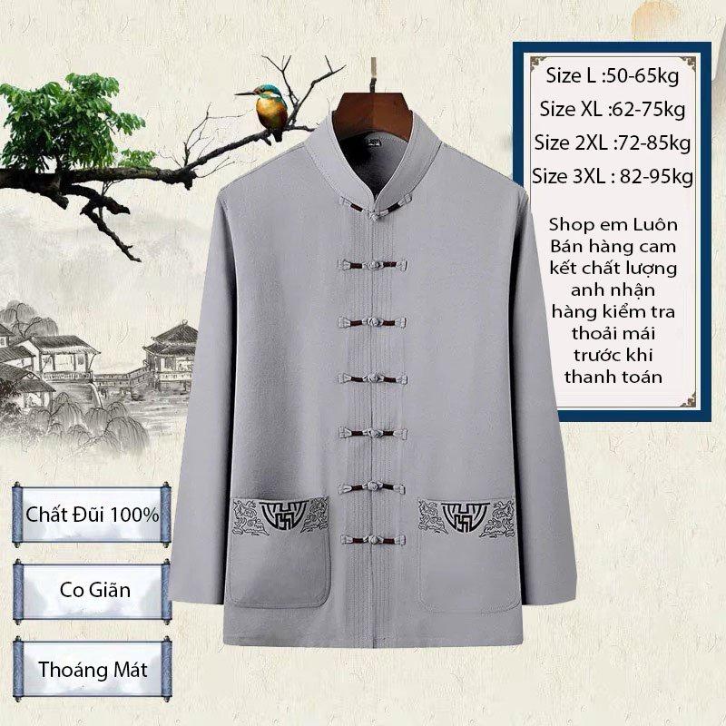 Bộ quần áo cho bố cổ tàu chất đũi mộc cực đẹp. Món quà dành tặng người thân yêu !