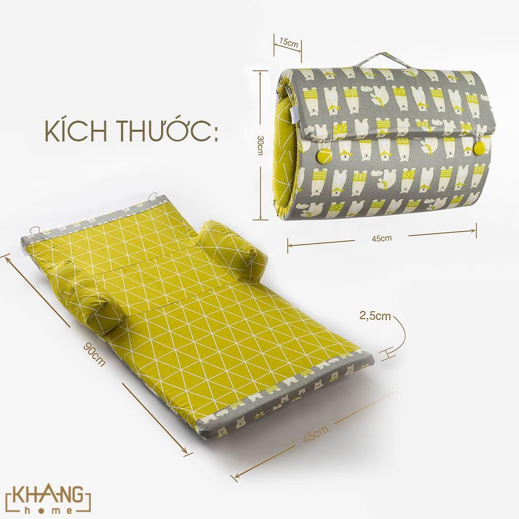 Bộ Nệm Trẻ Em Biến Hình Tiện Lợi Khang Home Baby-Bed-2Go - Chống Lún Giúp Bé Không Bị Cong Vẹo Cột Sống - Giúp Bé Ngủ Ngon Khi Đi Chơi Xa