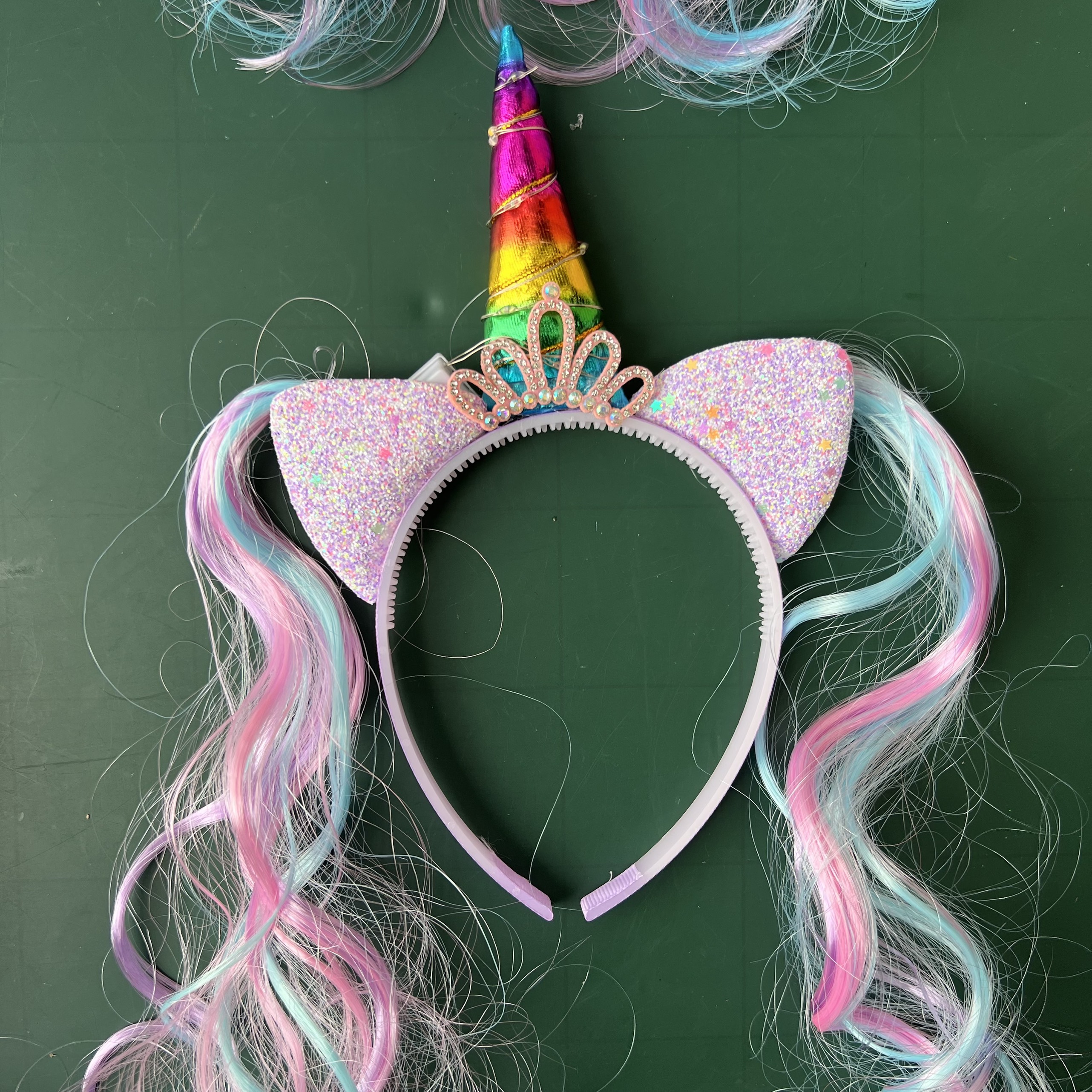 Bờm sừng Ngựa Pony tóc 7 màu có đèn sáng lấp lánh nhiều màu sắc cho bé chơi trung thu, hóa trang Halloween