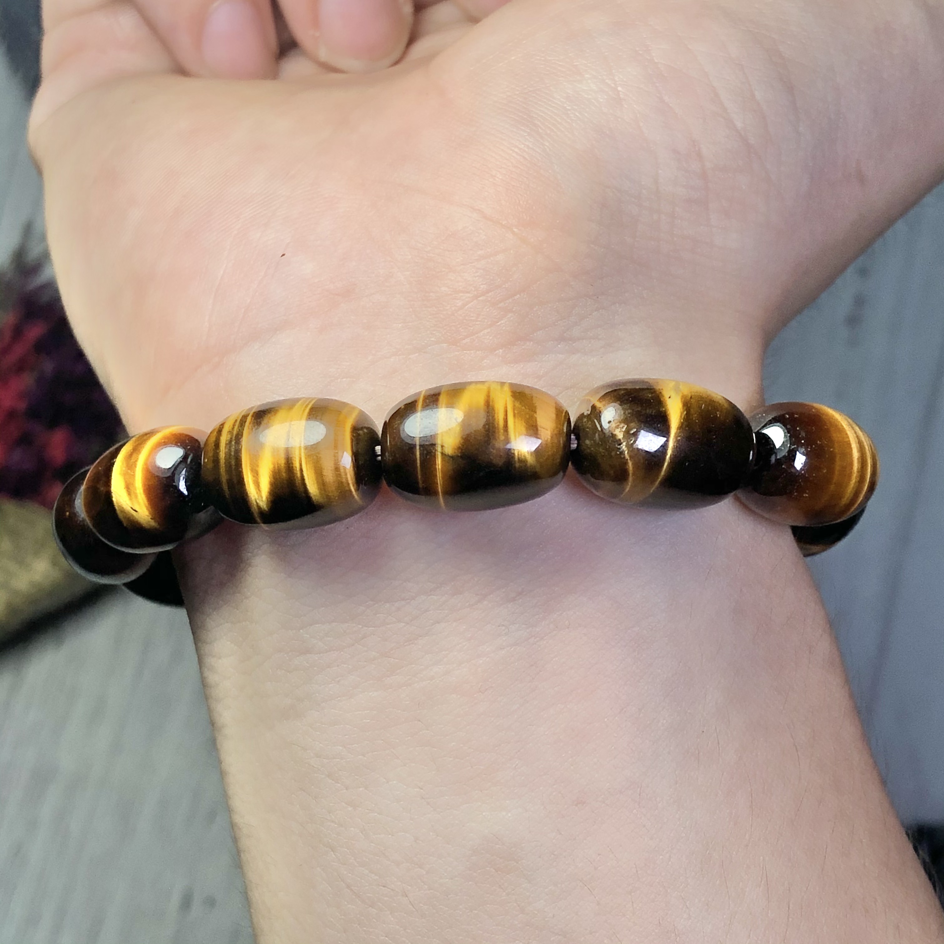 Vòng tay lu thống Thạch Anh Mắt Hổ vàng nâu 5A cao cấp