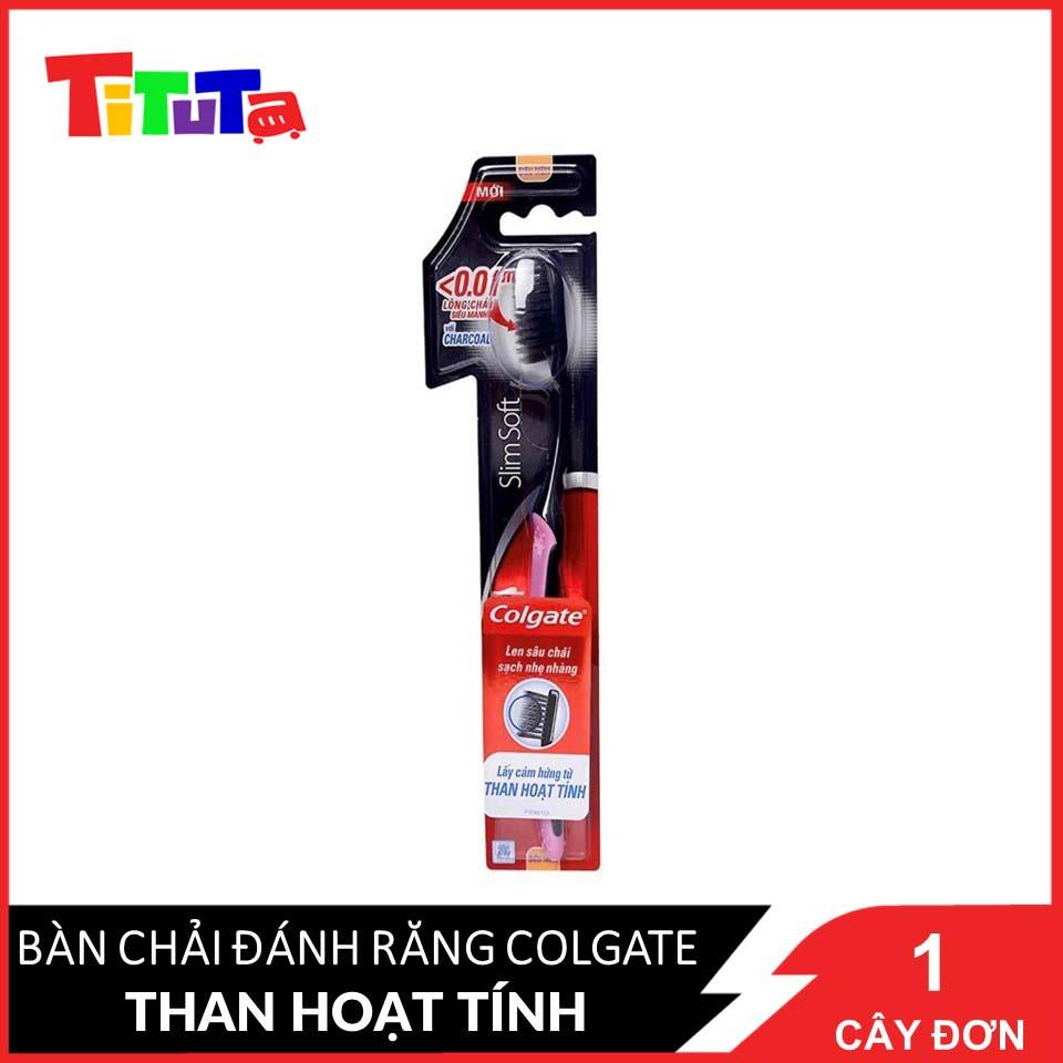 Bàn chải đánh răng Colgate than hoạt tính kháng khuẩn SlimSoft Charcoal mềm mảnh (Màu ngẫu nhiên)