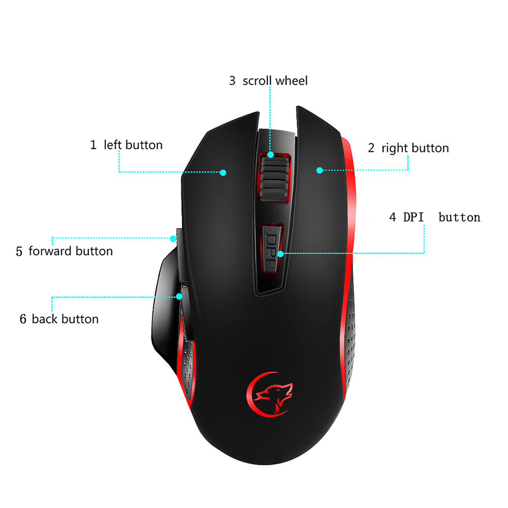 Chuột Quang Không Dây Chơi Game 2.4Hz G821 2400DPI Cho Máy Tính Xách Tay PC