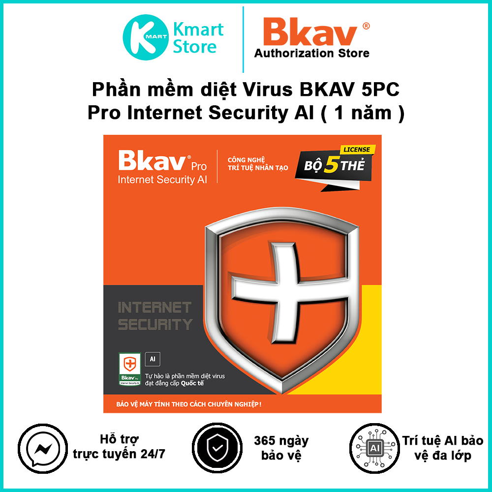 Phần Mềm Diệt Virus Bkav Profressional 1 Pc 12 Tháng - Hàng Chính Hãng - 5Pc