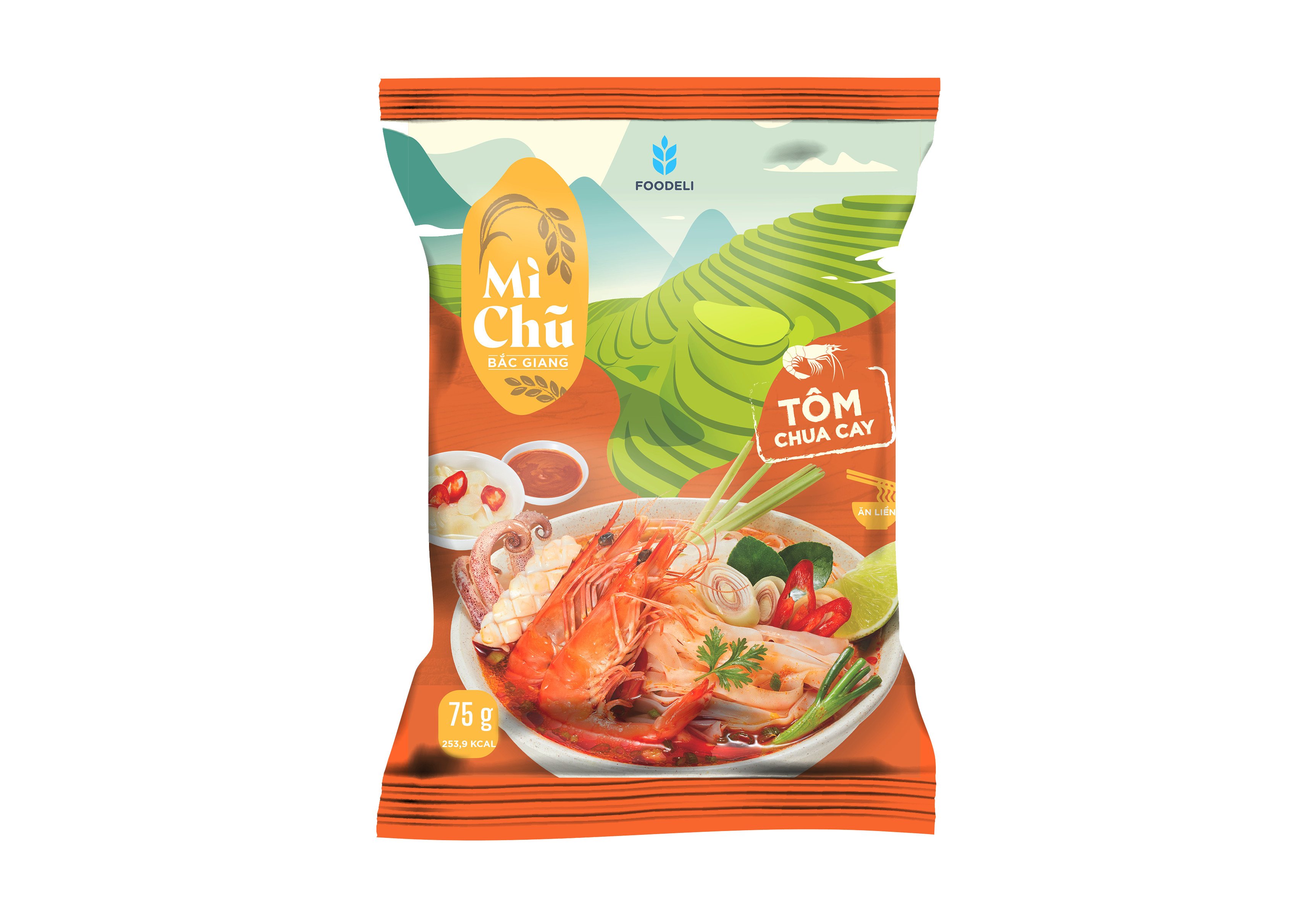 Mì chũ Bắc Giang - Tôm chua cay (Thùng 24*75gr)