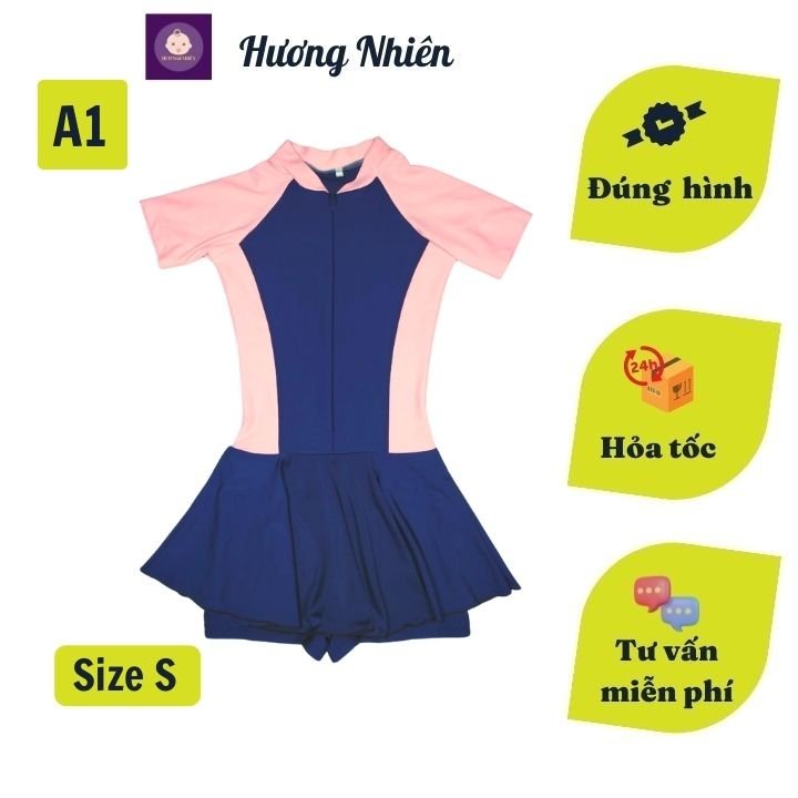 Đồ bơi cho bé gái kín đáo liền thân từ 29-44kg- dạng quần và váy chất vải polyester