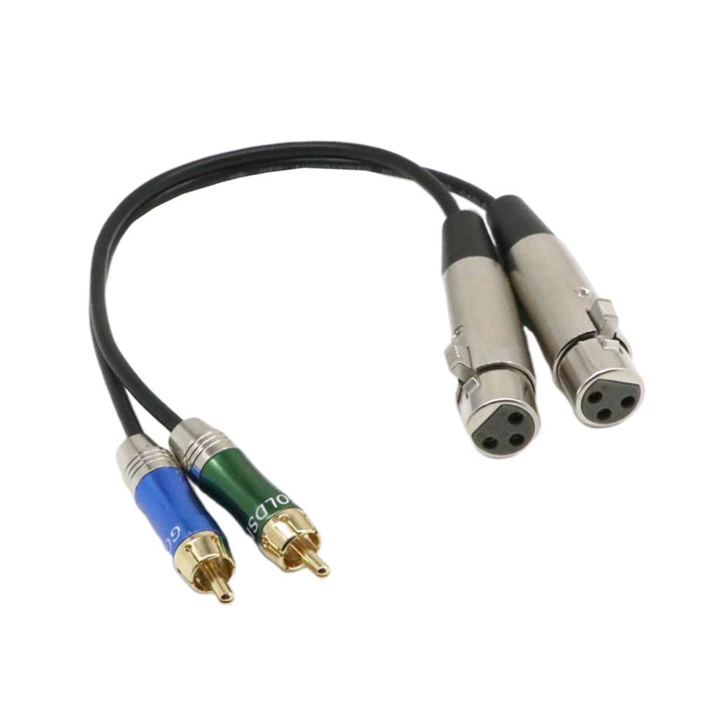 1ft 2 XLR Female to 2 RCA Male Patch Cable -Dual XLRF to Dual RCA Audio Cord