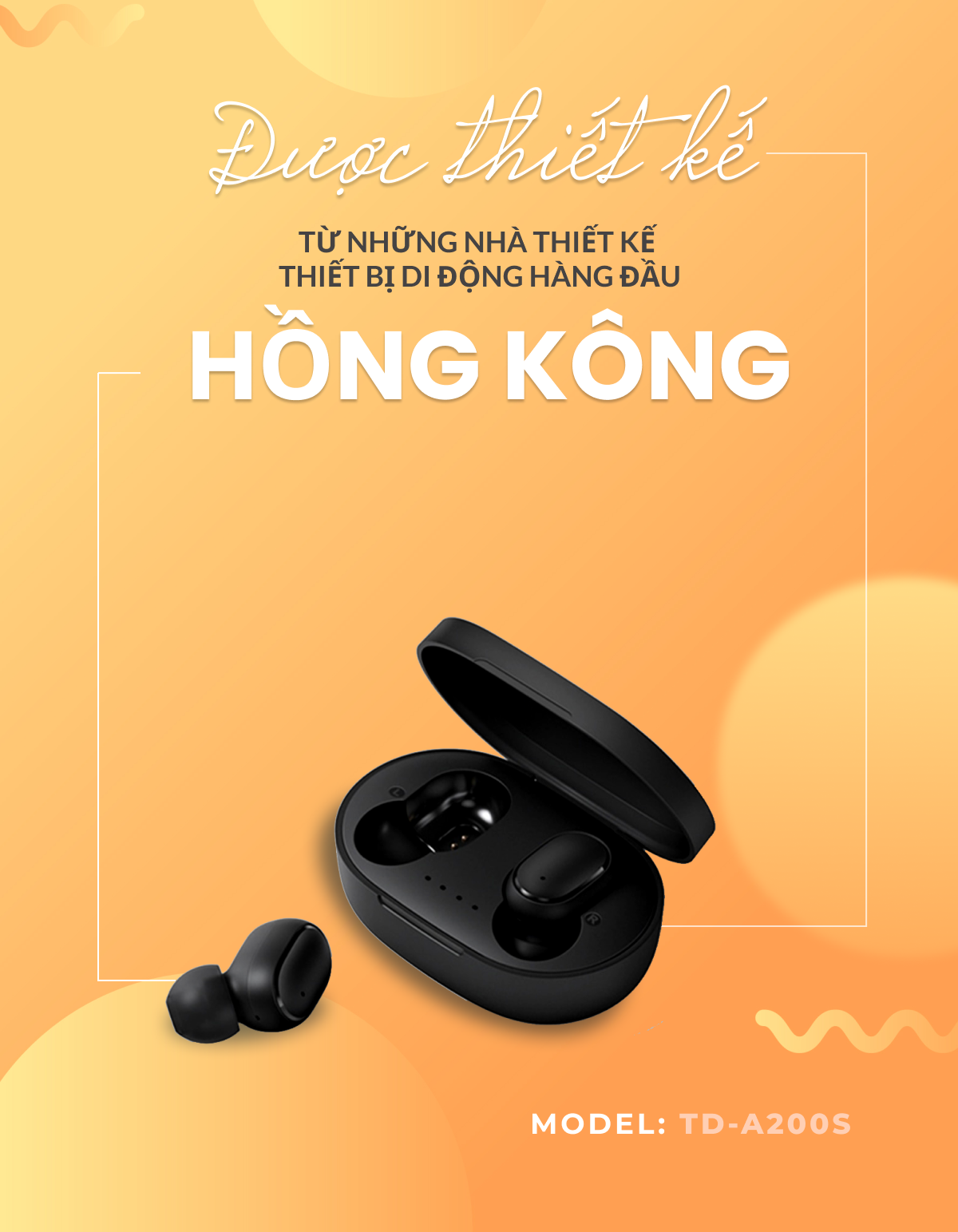 | Xuất Khẩu Mỹ - Nghe 12-15h | - Tai Nghe Bluetooth TWS Không Dây Có Mic Đàm Thoại - The Deosd TD-A200S C2-X3S - Hàng Chính Hãng