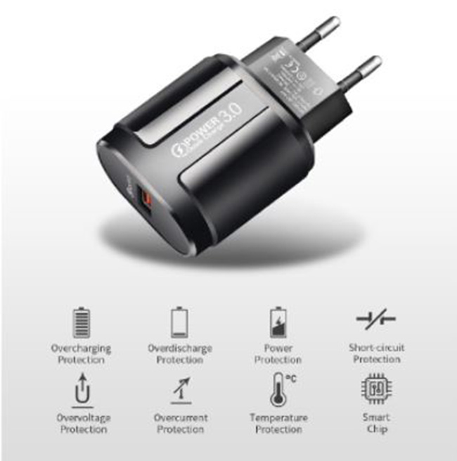 Củ Sạc Nhanh Quick Charge QC 3.0 (1 Đầu USB) Dùng Cho Thiết Bị Iphone/ Samsung/ Android US05- Hàng Chính Hãng