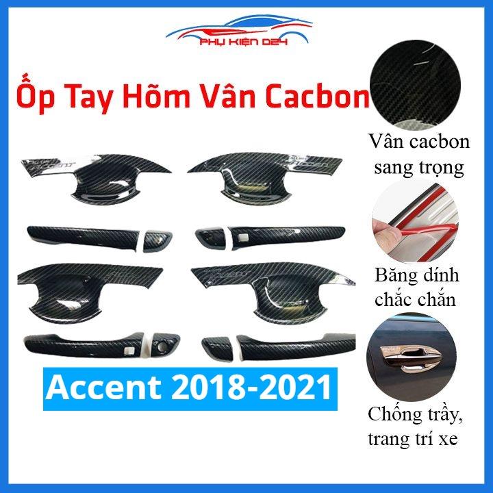 Ốp tay nắm hõm cửa chống trầy Accent 2018-2019-2020-2021 vân carbon/mạ crom bảo vệ cửa xe ô tô