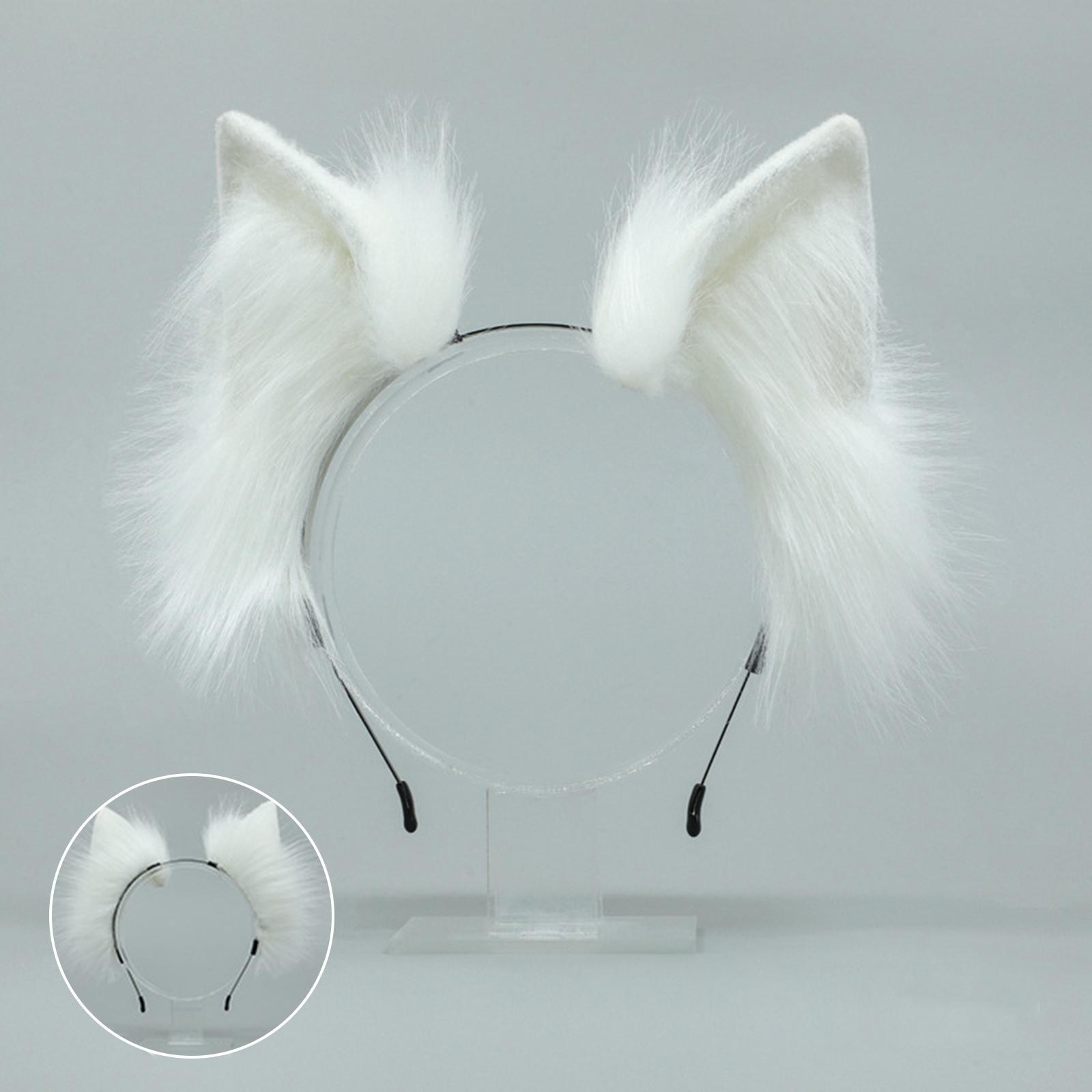 2 Pieces Plush  Hair Hoop  Long Tail  Headwear Lovely Lolita Headband for Anime