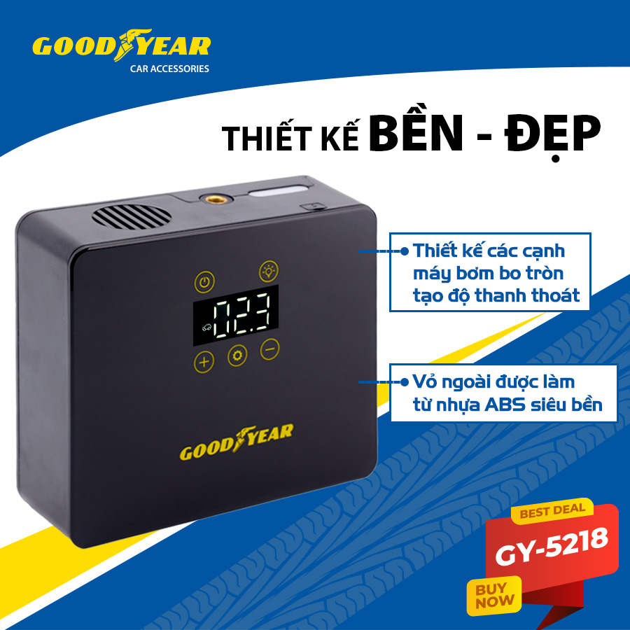 Máy Bơm Lốp Ô Tô Điện Tử Cảm Ứng Thông Minh Đa Năng GOODYEAR GY-5218 - Nhập Khẩu Chính Hãng