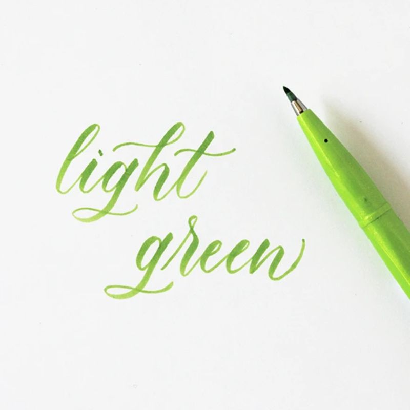 Bút lông viết thư pháp hiện đại Pentel SES15C-KX xanh lá nhạt; Calligraphy Fude Touch Sign - Light green