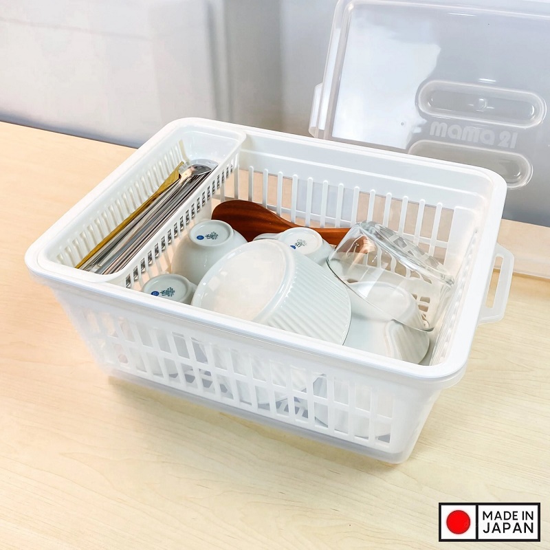 Combo khay bảo quản bát, đĩa có nắp đậy an toàn Inomata - Hàng nội địa Nhật Bản (#Made in Japan)