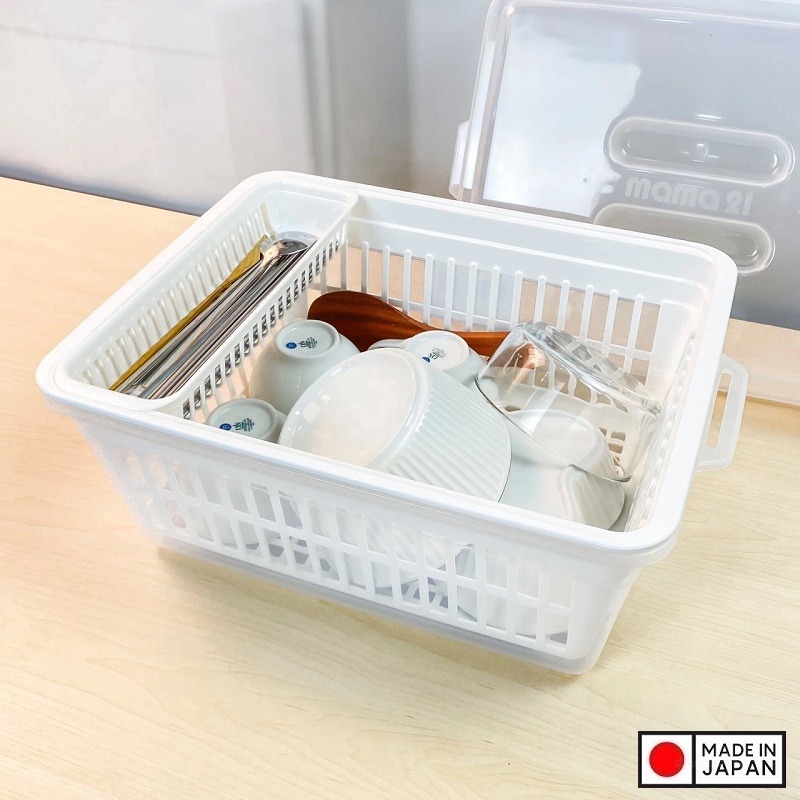 Bộ khay bảo quản bát, đĩa có nắp đậy an toàn Inomata - Hàng nội địa Nhật Bản (#Made in Japan)