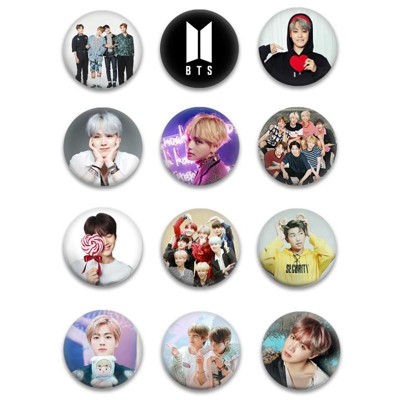 Set 12 Huy hiệu mới thần tượng BTS KPOP cài balo cặp sách