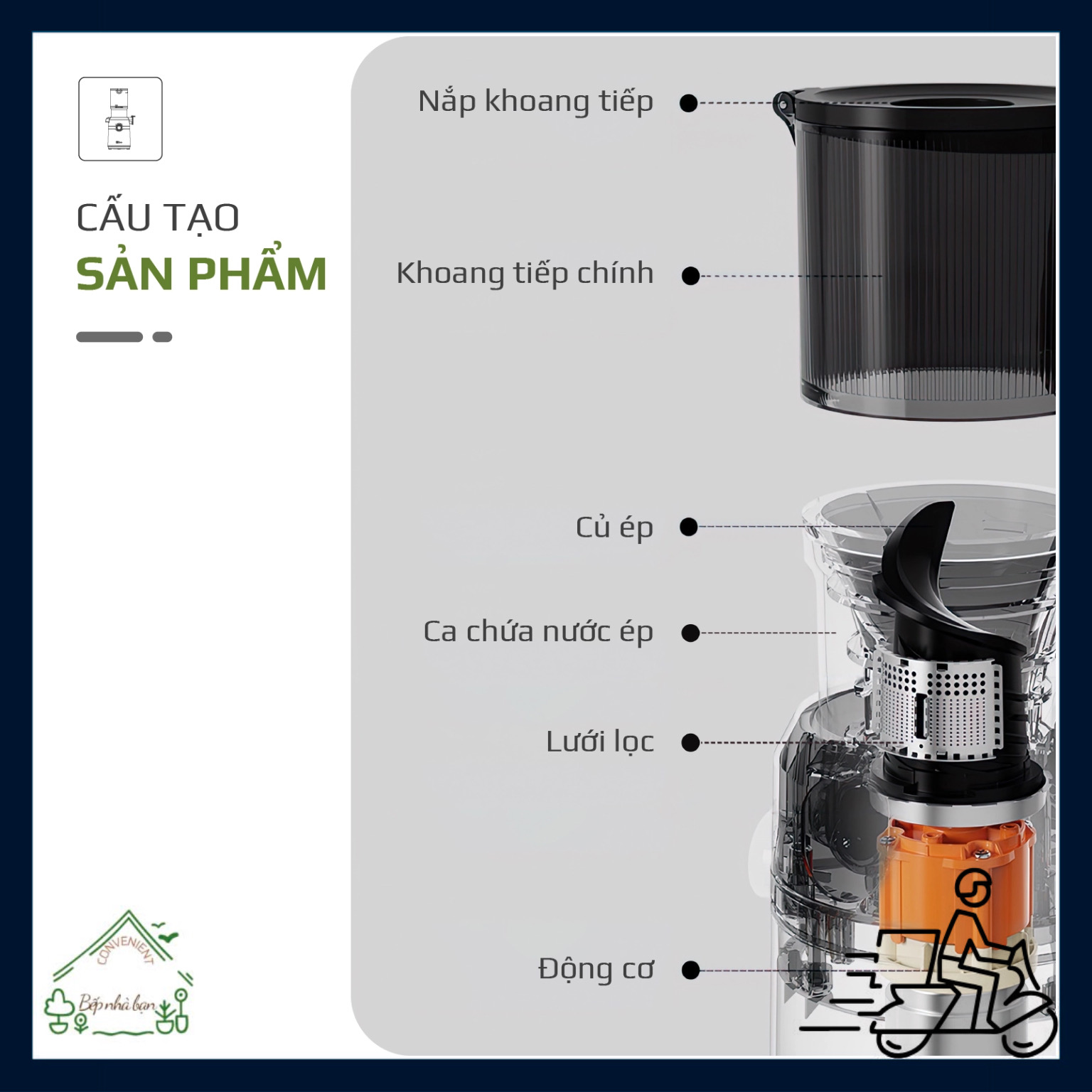 Máy Ép Chậm OLIVO SJ240 – Khoang Tiếp Lớn – Giải Pháp Hoàn Hảo Cho Việc Ép Kết Hợp Trái Cây, Rau Củ- Hàng Chính Hãng