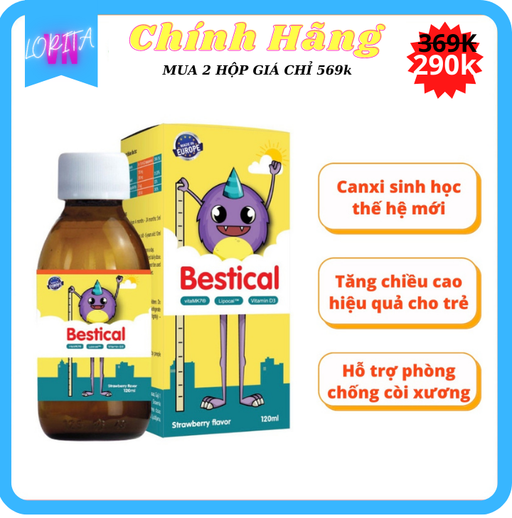 SIRO BESTICAL BỔ SUNG CALCI , VITAMIN D3, VITAMIN K2 GIÚP BÉ PHÁT TRIỂN CHIỀU CAO, XƯƠNG RĂNG CHẮC KHỎE