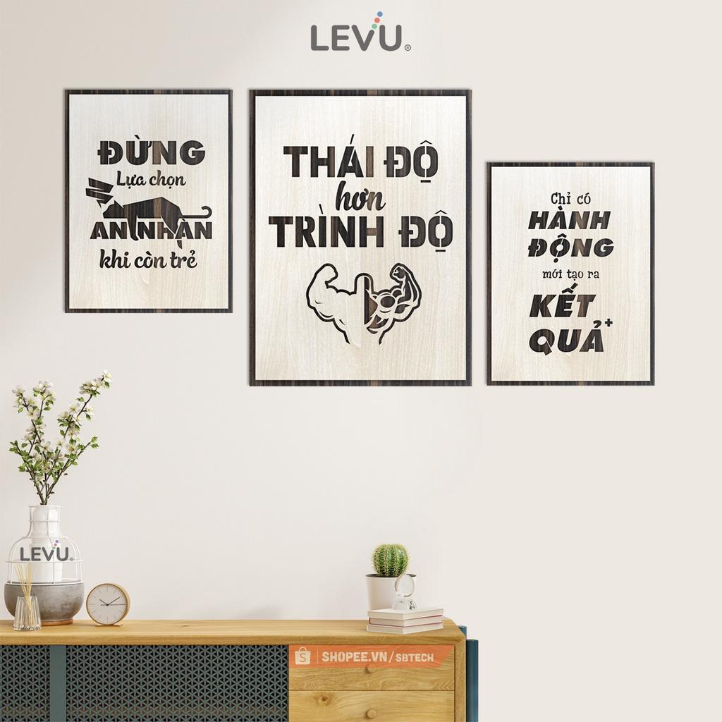 Bộ 3 tấm tranh slogan treo tường bố cục hiện đại LEVU SB3 combo tranh treo tường 3 tấm phong cách mới