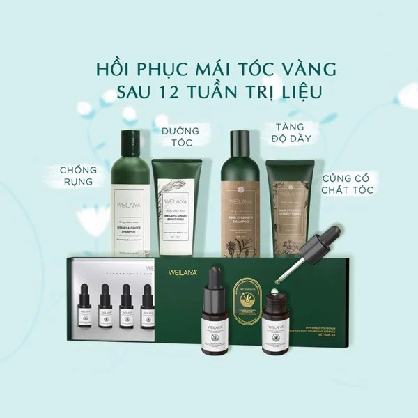 Combo Bộ Dầu Gội Xả Gừng + Huyết thanh Weilaiya Chính Hãng - Bộ đôi hỗ trợ mọc tóc