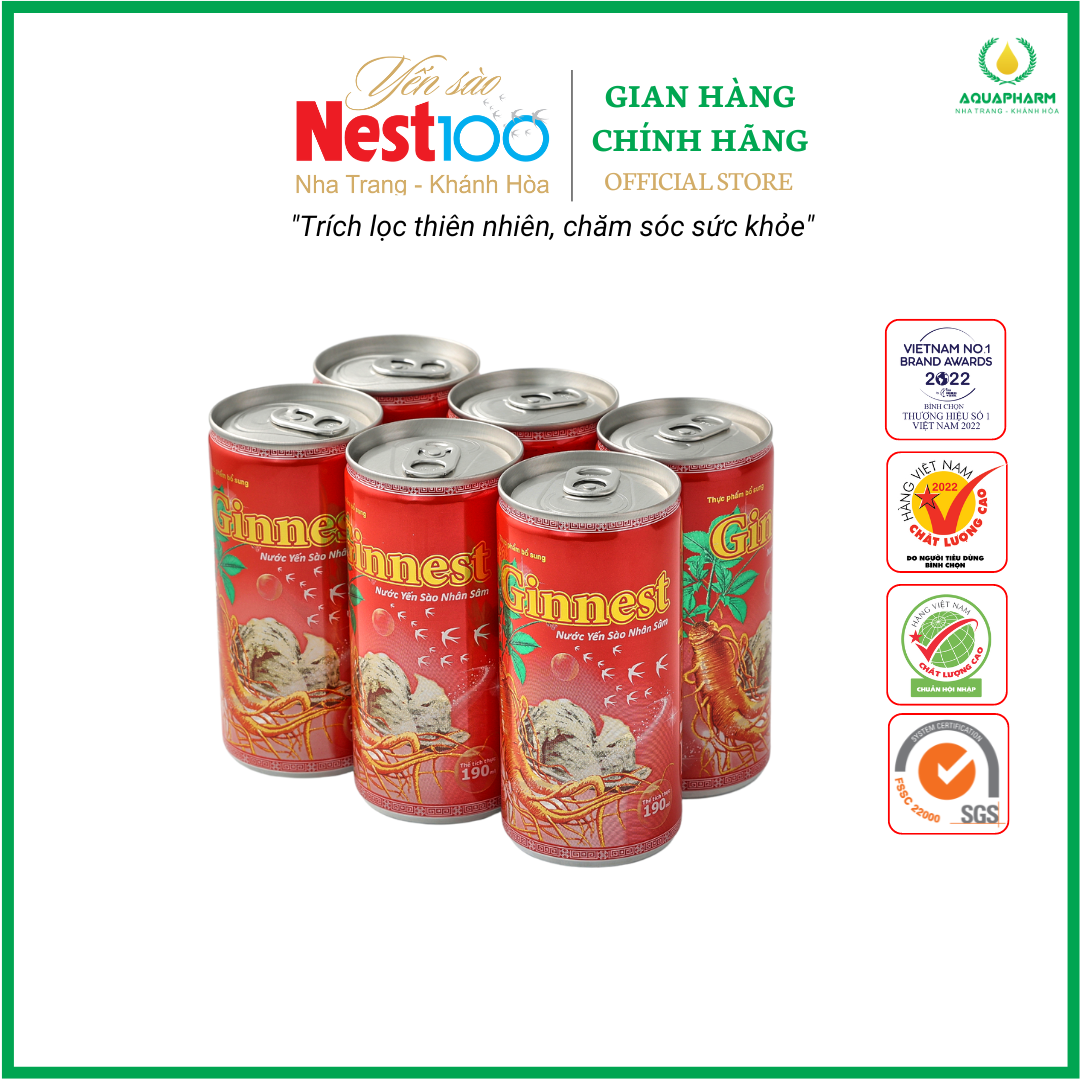 Nước Yến Sào Nest100 Nhân Sâm - Thùng 30 lon 190ml