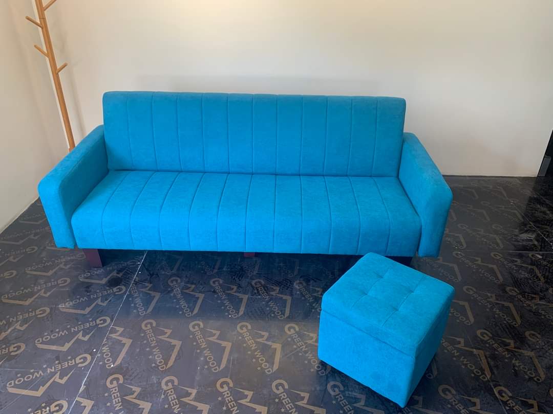 Sofa giường Juno sofa vải nhung ngang 1m8 màu xanh
