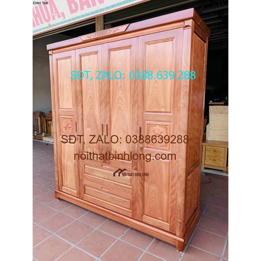 Tủ quần áo gỗ hương 4 cánh
