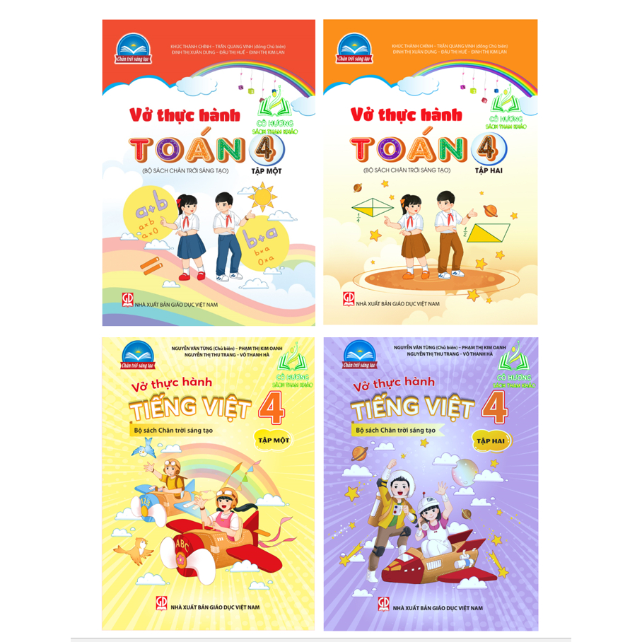 Sách - Combo 4 cuốn Vở thực hành Toán + Tiếng Việt 4 tập 1+2