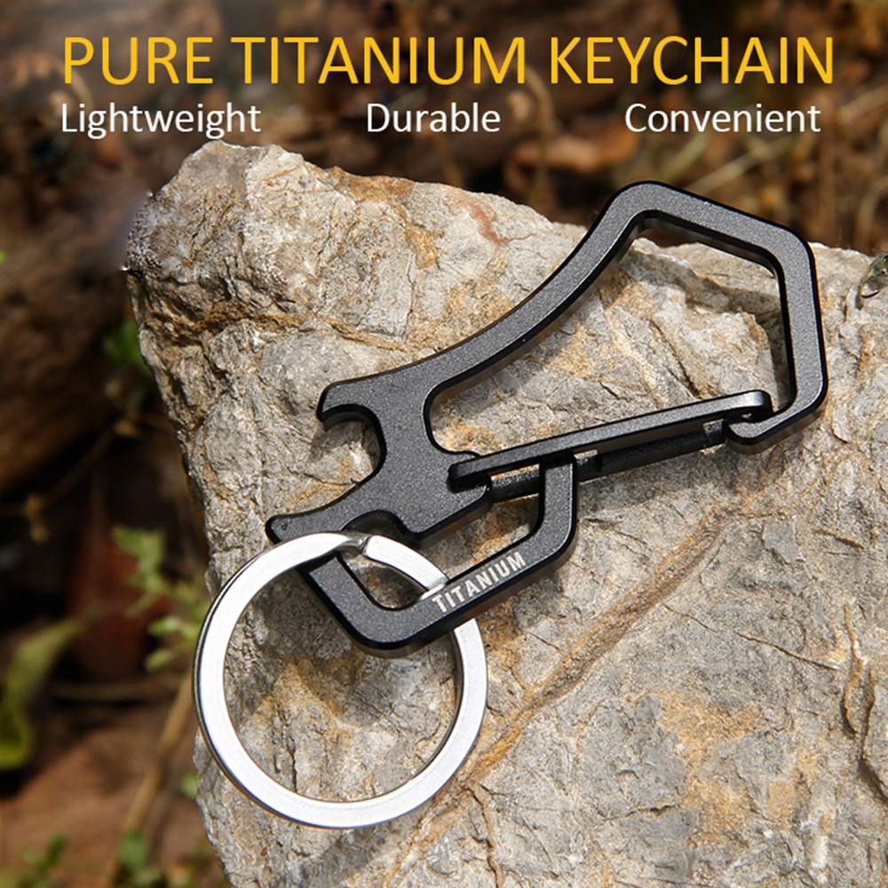 Móc Khóa Carabiner Titanium Tích Hợp Dụng Cụ Mở Nắp Chai
