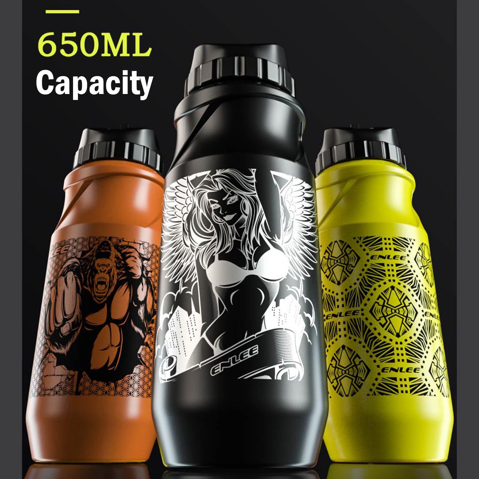 650ml Bicycle Cycling Water Bottle Leakproof PP Body Dustproof Drink Bottle Drink Cup with Lid for Exercise Gym Camping Outdoor Bike