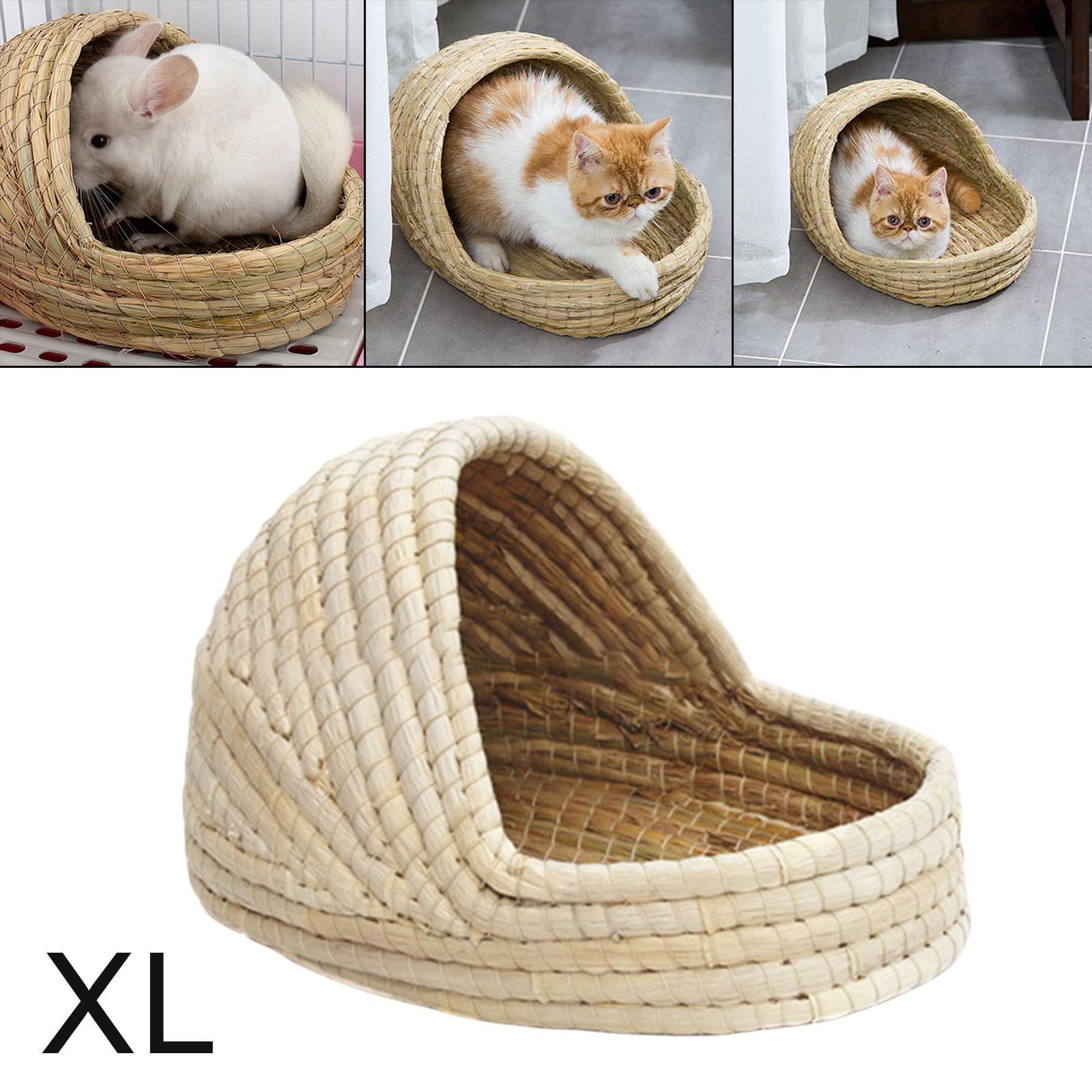 2-3pack Hand-Woven Straw Hamster Nest Cave Kitten Rabbit Grass House Bed Cage
