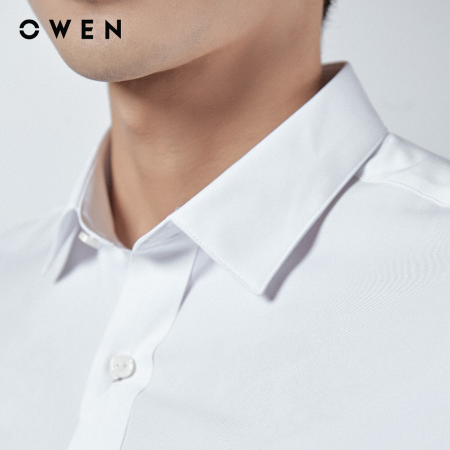 OWEN - Áo sơ mi dài tay Trắng Trơn Café AS221202D2