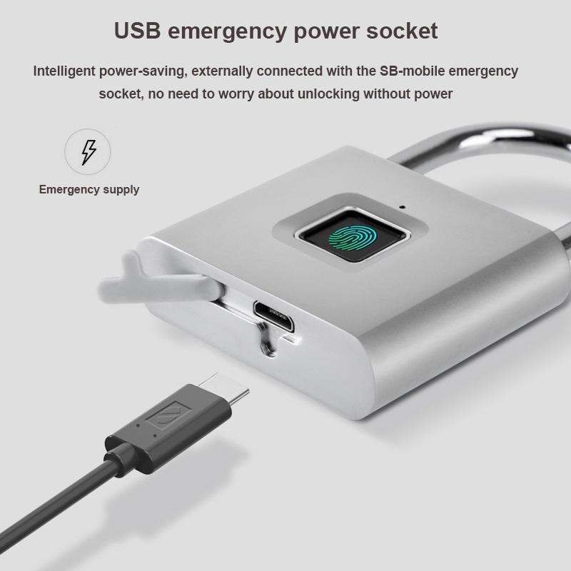 Ổ Khóa Vân Tay Xiaomi SY11 Cỡ Nhỏ Chống Trộm Chống Thấm Nước Kèm Sạc USB Tiện Dụng Cho Cửa Tủ Hàng nhập khẩu