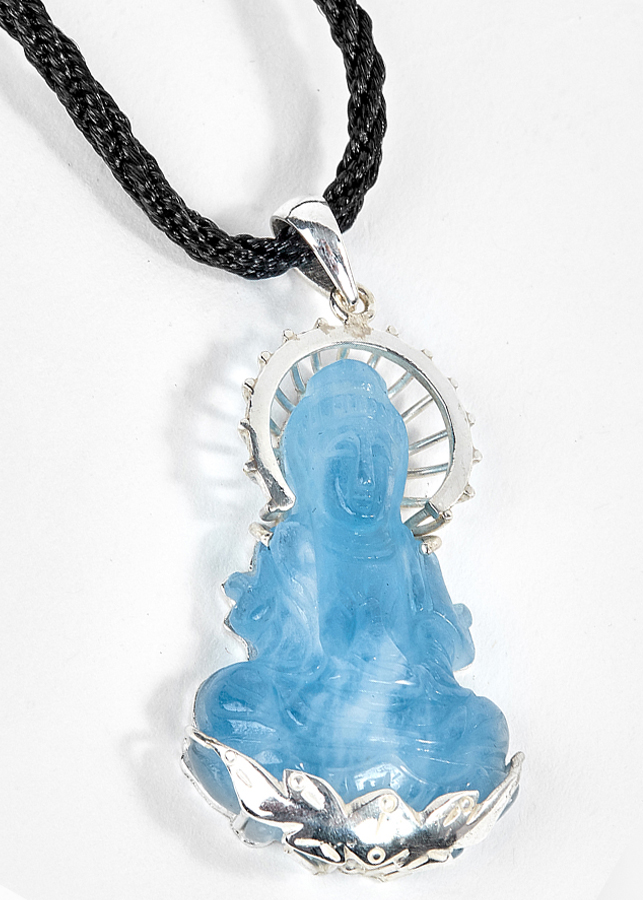 Mặt Dây Chuyền Phật Bà Quan Âm Aquamarine Ngọc Quý Gemstones